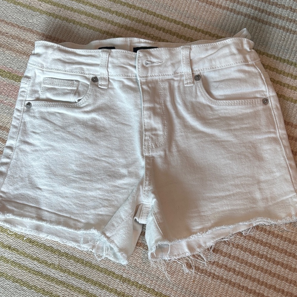 Hudson Jeans White Frayed Denim Shorts